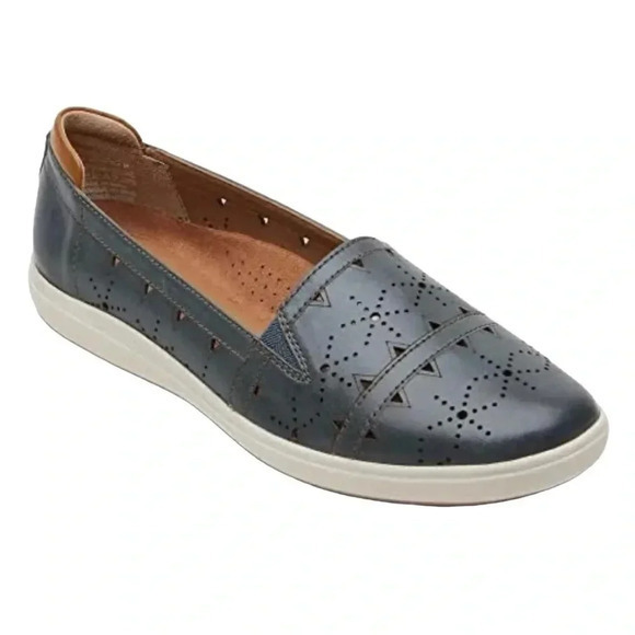COBB HILL BAILEE SLIP-ON SHOES LEATHER SHEEPSKIN ARCH SUPPORT BLUE WOMEN SIZE 8 - Picture 1 of 15
